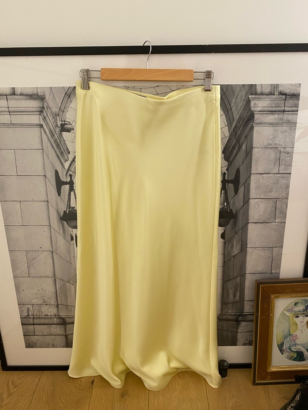 Zara yellow satin skirt